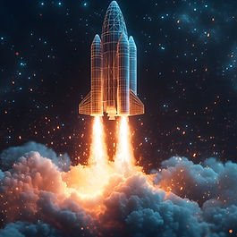 Rocket launch symbolizing the migration from Google Workspace to Microsoft 365 and the transition to a modern cloud environment