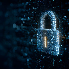 Digital padlock representing cybersecurity, data protection, and NIS2 and DORA compliance.